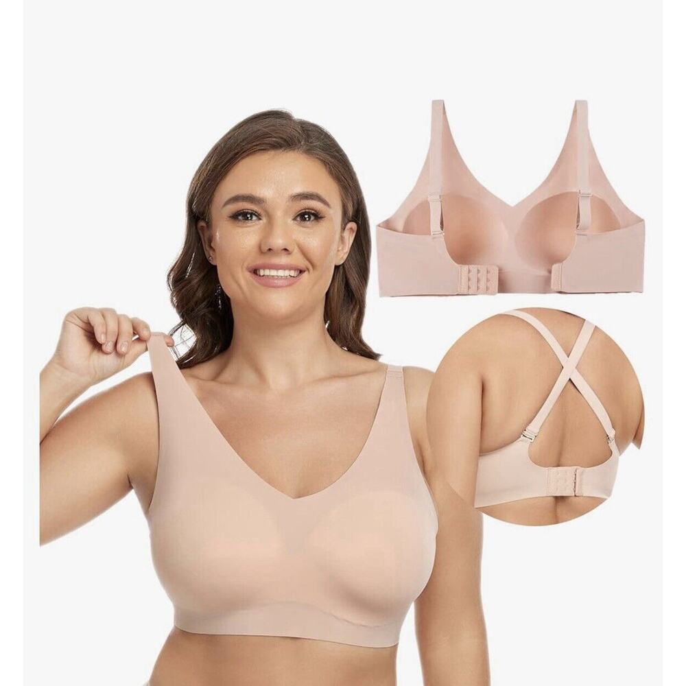 PRETTYWELL Women's Molded Cup Sports Bra‎ Cross Back Wirefree Comfort Sport XXXL